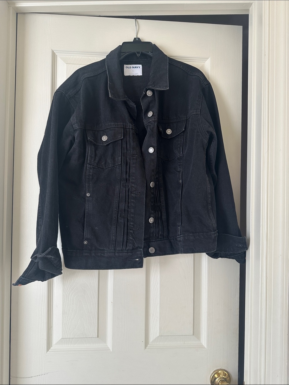 Old Navy Black Washed Denim Trucker Jacket